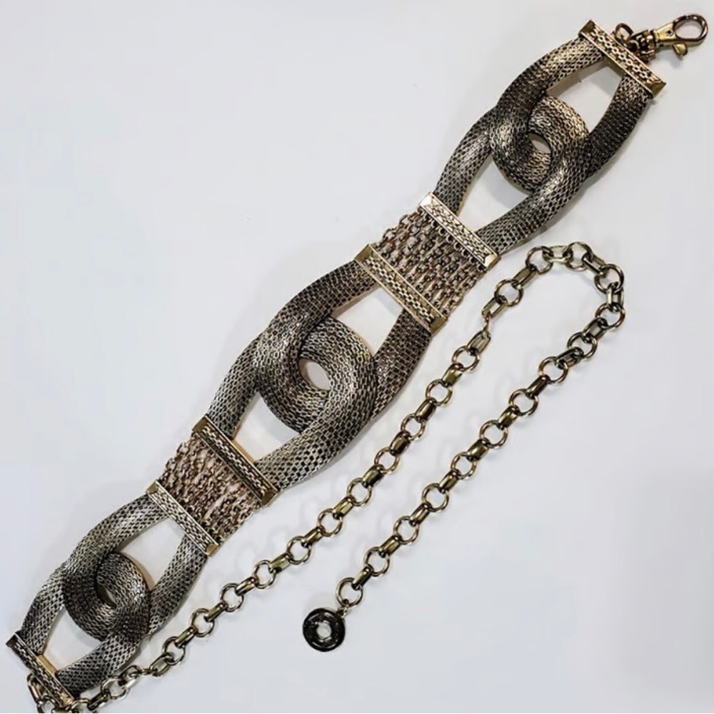 Chain Link Belt Chicos Gold Y2K 90s Statement Mesh Large Medium Adjustable